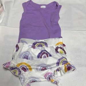 Purple Tank Top and Rainbow Ruffle Shorts Set for Kids